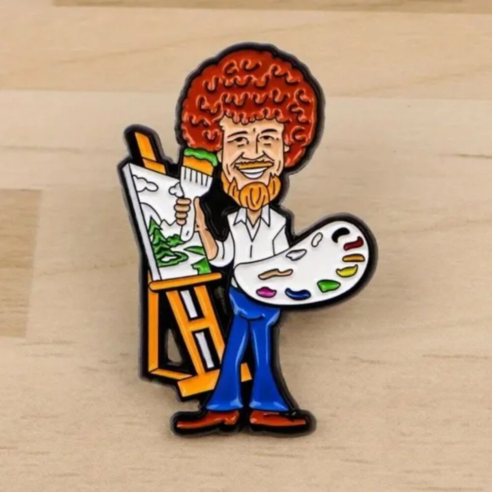 “Bob Ross”‎ Enamel Pin Brooch (NEW & SO CUTE!)